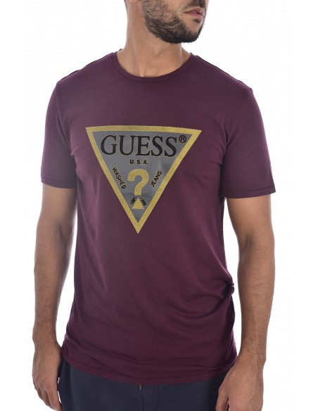 Guess Pánské triko Guess vínové - 1